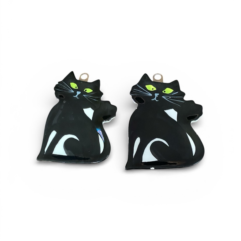 Elegant Black Cat Serveware Set Of 2